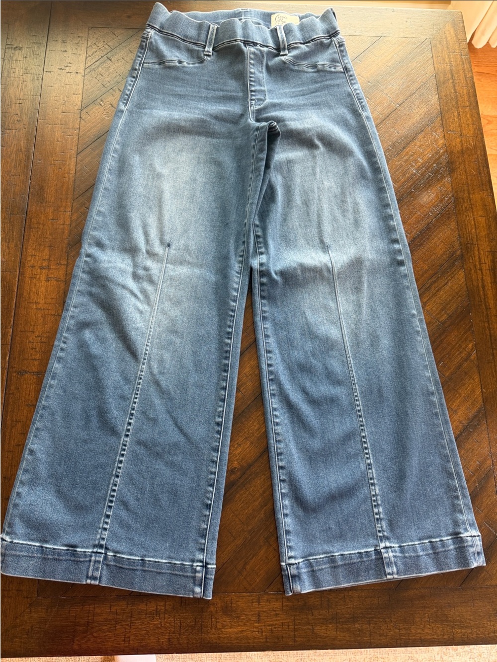 Cosmic Blue Love Petite Classic Light Blue Women’s Wide Leg Pull On Jeans - Picture 2 of 11